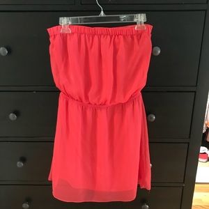 Strapless coral dress